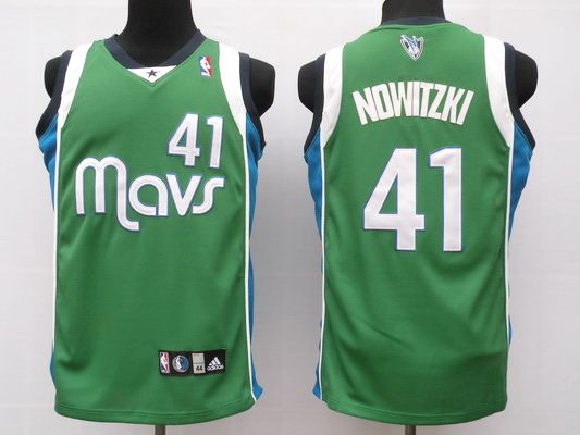 Mavericks 41 Dirk Nowitzki Green Jerseys