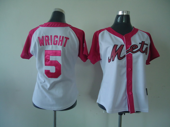 Mets 5 Wright Women Pink Splash Fashion Jersey