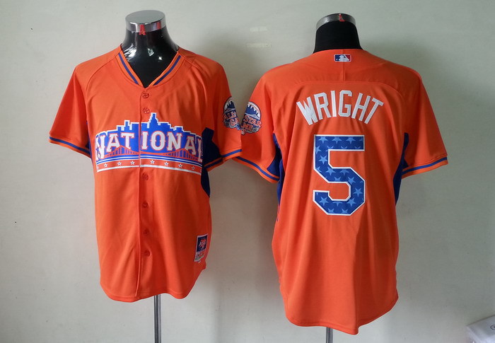 Mets 5 Wright orange 2013 All Star Jerseys