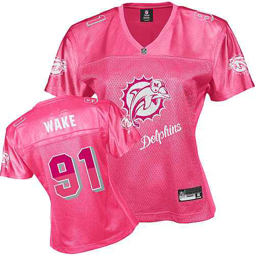 Miami Dolphins 91 WAKE pink Womens Jerseys