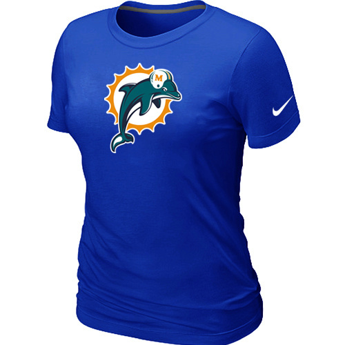 Miami Dolphins Blue Women's Logo T-Shirt - Click Image to Close
