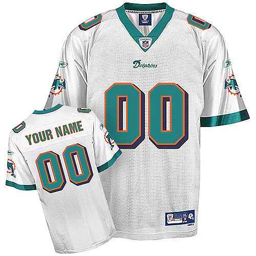 Miami Dolphins Men Customized White Jersey - Click Image to Close