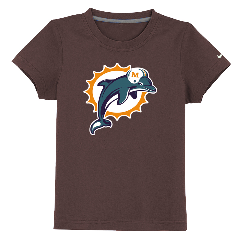 Miami Dolphins Sideline Legend Authentic Youth Logo T-Shirt Brown