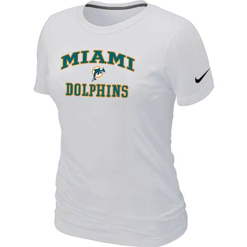 Miami Dolphins Women's Heart & Soul White T-Shirt