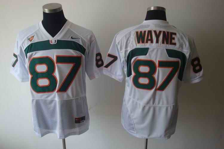 Miami Hurricanes 87 Reggie Wayne white Jerseys