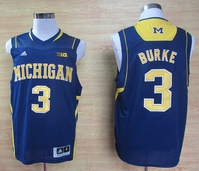 Michigan Wolverines 3 Burke B10 Patch Blue AAA Jerseys