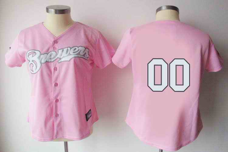 Milwaukee Brewers Blank Pink Women Custom Jerseys