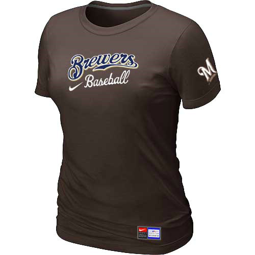 Milwaukee Brewers Nike Women's Brown Short Sleeve Practice T-Shirt