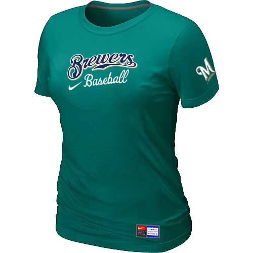Milwaukee Brewers Nike Women's L.Green Short Sleeve Practice T-Shirt