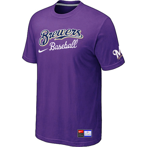 Milwaukee Brewers Purple Nike Short Sleeve Practice T-Shirt