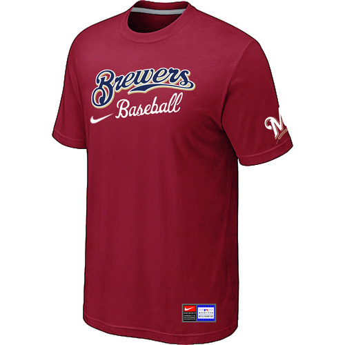 Milwaukee Brewers Red Nike Short Sleeve Practice T-Shirt - Click Image to Close