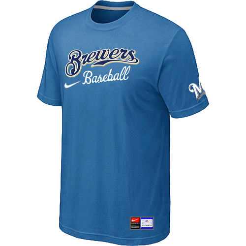 Milwaukee Brewers light Blue Nike Short Sleeve Practice T-Shirt - Click Image to Close