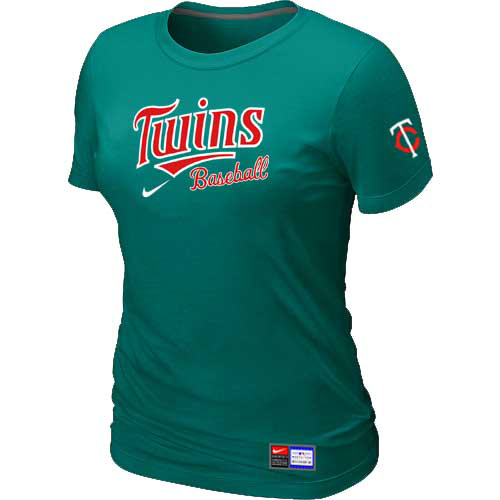 Minnesota Twins Nike Women's L.Green Short Sleeve Practice T-Shirt - Click Image to Close