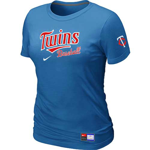 Minnesota Twins Nike Women's L.blue Short Sleeve Practice T-Shirt - Click Image to Close