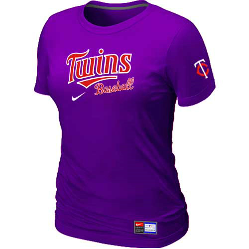Minnesota Twins Nike Women's Purple Short Sleeve Practice T-Shirt - Click Image to Close