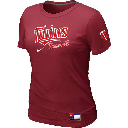 Minnesota Twins Nike Women's Red Short Sleeve Practice T-Shirt - Click Image to Close