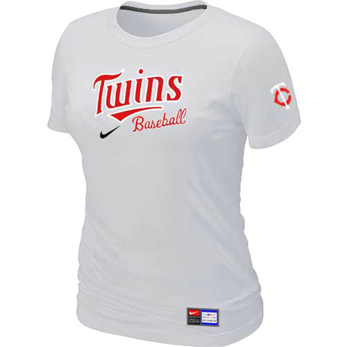 Minnesota Twins Nike Women's White Short Sleeve Practice T-Shirt - Click Image to Close