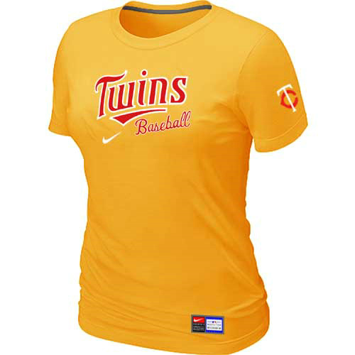 Minnesota Twins Nike Women's Yellow Short Sleeve Practice T-Shirt