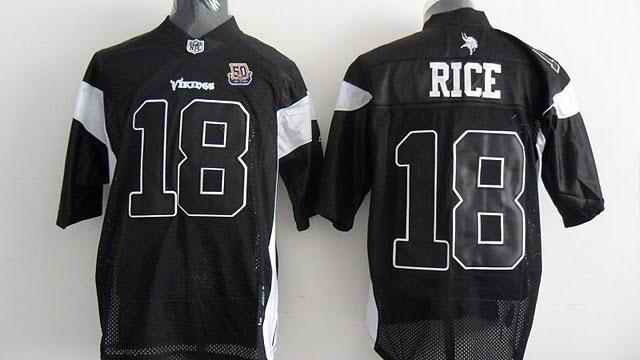 Minnesota Vikings 18 Rice black 50th patch Jerseys