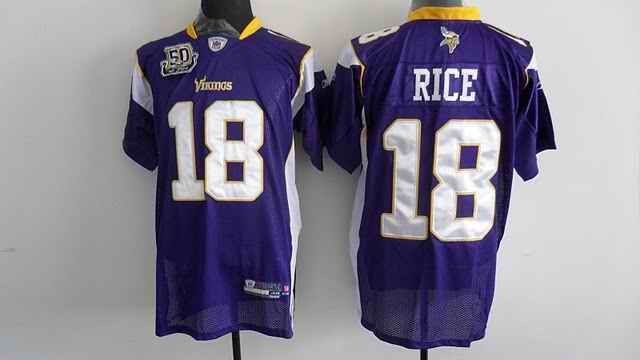 Minnesota Vikings 18 Sidney Rice purple 50TH Patch Jerseys