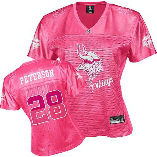 Minnesota Vikings 28 PETERSON pink Womens Jerseys