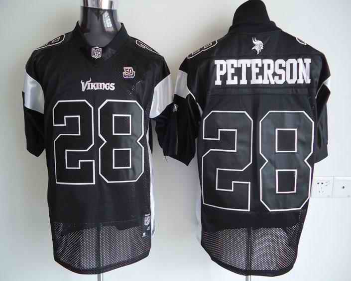 Minnesota Vikings 28 Peterson black 50th patch Jerseys