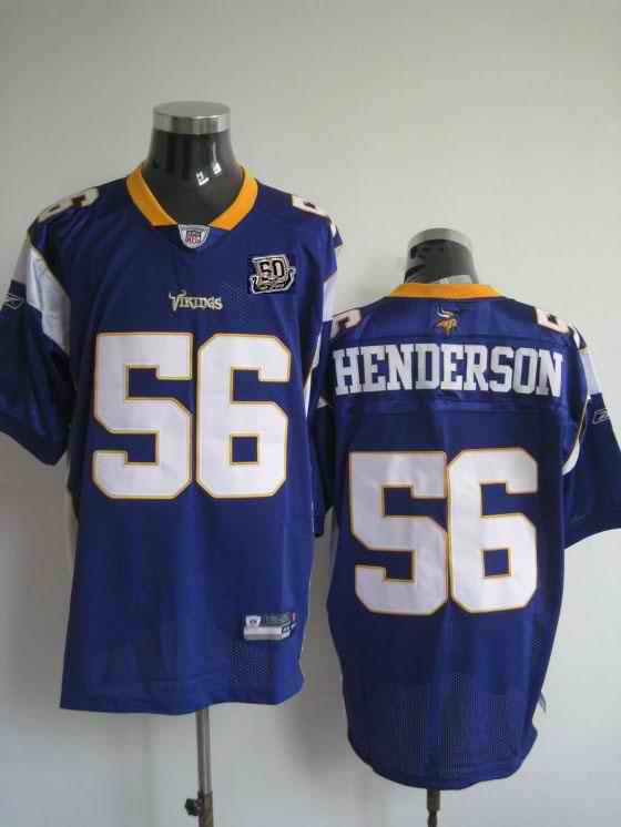 Minnesota Vikings 56 Henderson purple 50th patch Jerseys