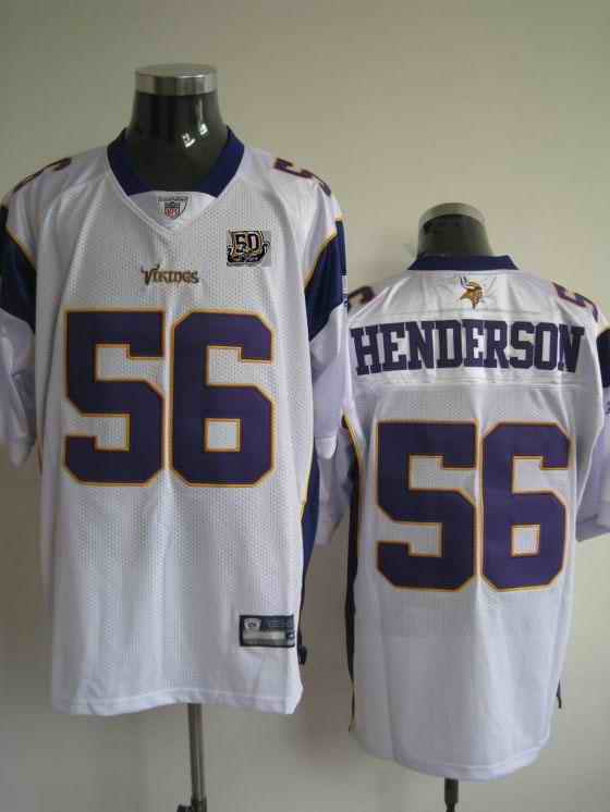 Minnesota Vikings 56 Henderson white 50th patch Jerseys
