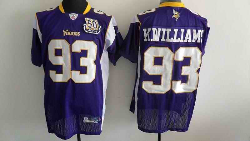 Minnesota Vikings 93 K.Williams purple 50th Jerseys