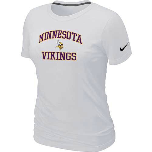 Minnesota Vikings Women's Heart & Soul White T-Shirt - Click Image to Close
