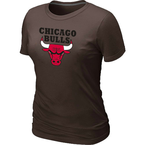 NBA Chicago Bulls Big & Tall Primary Logo Brown Women's T-Shirt - Click Image to Close