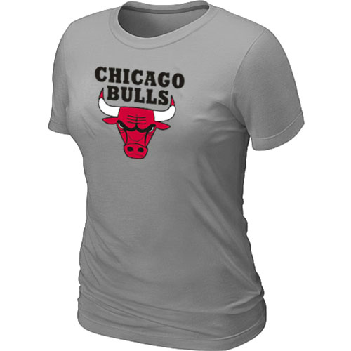 NBA Chicago Bulls Big & Tall Primary Logo L.Grey Women's T-Shirt - Click Image to Close