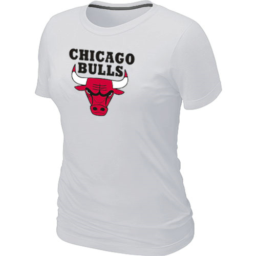 NBA Chicago Bulls Big & Tall Primary Logo White Women's T-Shirt - Click Image to Close