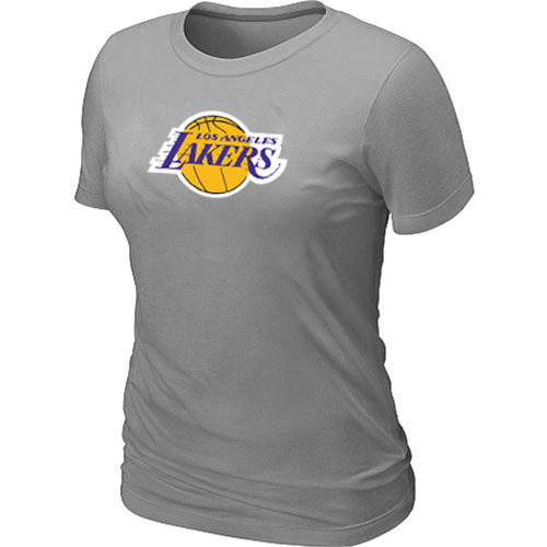 NBA Los Angeles Lakers Big & Tall Primary Logo L.Grey Women's T-Shirt - Click Image to Close