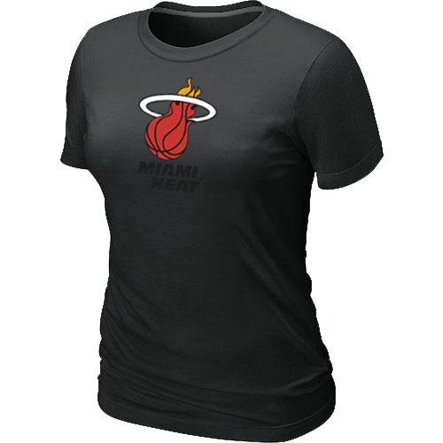 NBA Miami Heat Big & Tall Primary Logo Black Women's T-Shirt - Click Image to Close