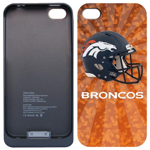 NFL Broncos Iphone 4&4S External Protective Battery Case