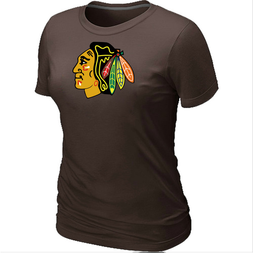 NHL Chicago Blackhawks Big & Tall Women's Brown Logo T-Shirt