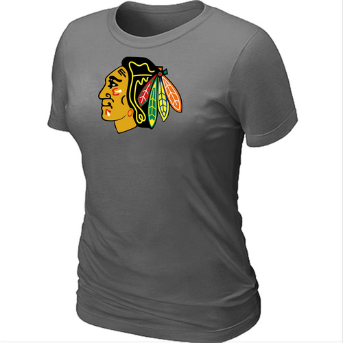 NHL Chicago Blackhawks Big & Tall Women's D.Grey Logo T-Shirt