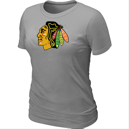 NHL Chicago Blackhawks Big & Tall Women's L.Grey Logo T-Shirt