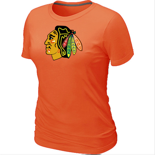 NHL Chicago Blackhawks Big & Tall Women's Orange Logo T-Shirt