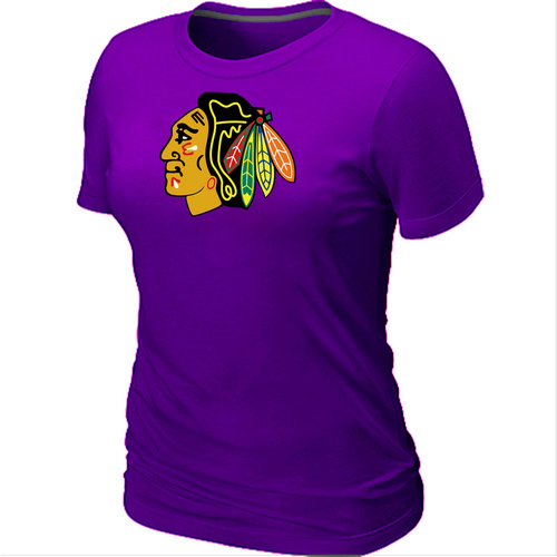 NHL Chicago Blackhawks Big & Tall Women's Purple Logo T-Shirt