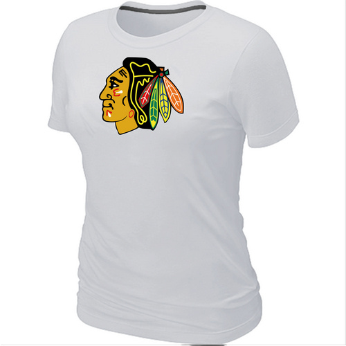 NHL Chicago Blackhawks Big & Tall Women's White Logo T-Shirt