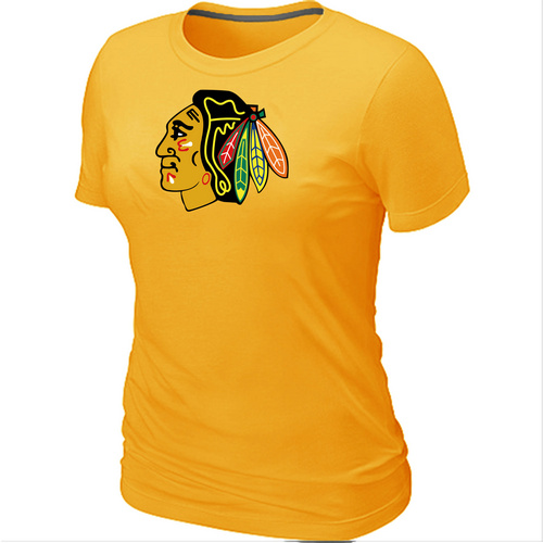 NHL Chicago Blackhawks Big & Tall Women's Yellow Logo T-Shirt