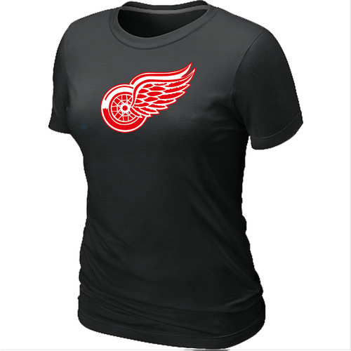 NHL Detroit Red Wings Big & Tall Women's Logo Black T-Shirt - Click Image to Close