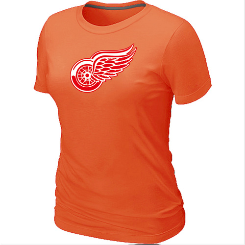 NHL Detroit Red Wings Big & Tall Women's Logo Orange T-Shirt - Click Image to Close