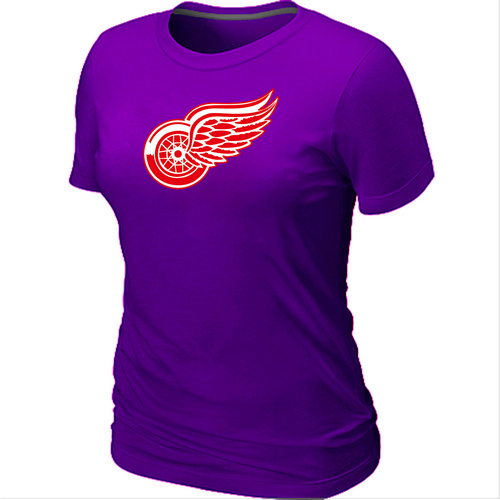 NHL Detroit Red Wings Big & Tall Women's Logo Purple T-Shirt - Click Image to Close