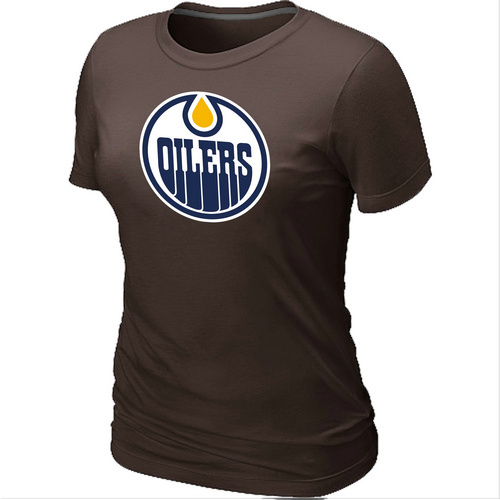NHL Edmonton Oilers Women's Big & Tall Logo Brown T-Shirt - Click Image to Close