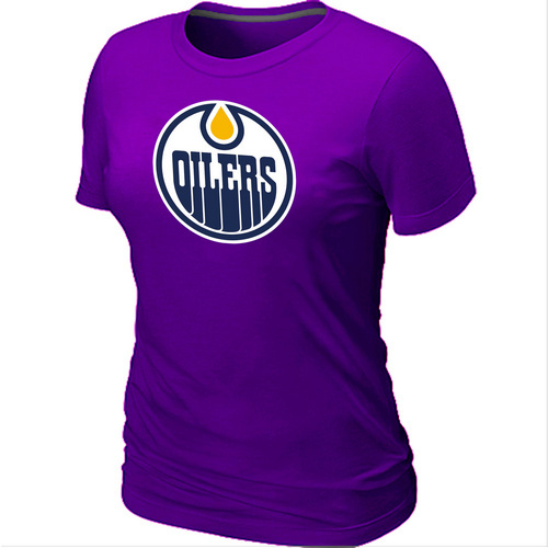 NHL Edmonton Oilers Women's Big & Tall Logo Purple T-Shirt - Click Image to Close