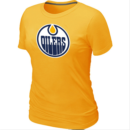 NHL Edmonton Oilers Women's Big & Tall Logo Yellow T-Shirt - Click Image to Close