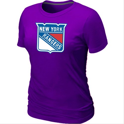 NHL New York Rangers Big & Tall Women's Logo Purple T-Shirt